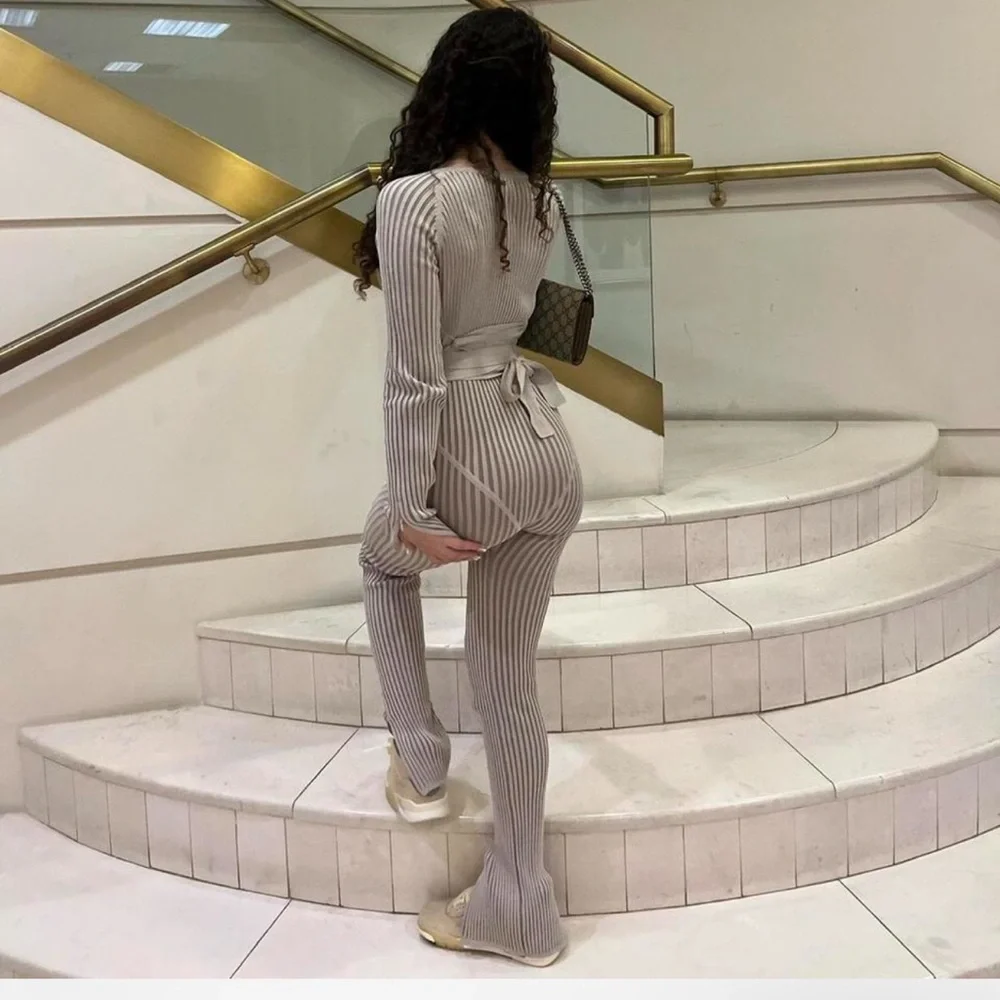 Beige Ribbed Knit Jumpsuit
Maniere De Voir - Picture 2 of 2